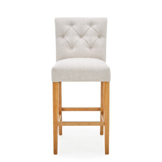 An Image of Newbury Bar Stool Natural Linen Brown and Grey