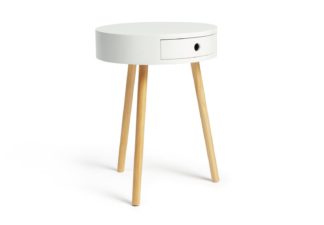 An Image of Habitat Otto 1 Drawer Round Bedside Table - White