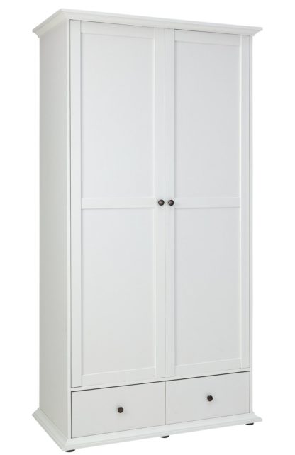 An Image of Habitat Heathland 2 Door 2 Drawer Wardrobe - White