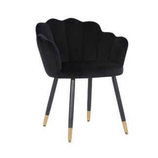 An Image of Vivian Velvet Dining Chair Black