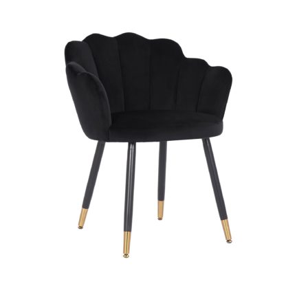 bd5f9c7ee98524d4a35ee7c5cf50a8f5501c4293829507a78b7eacec0dd78f3f.jpg An Image of Vivian Velvet Dining Chair Black