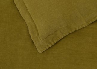 An Image of Heal's Washed Linen Olive Duvet Cover Double