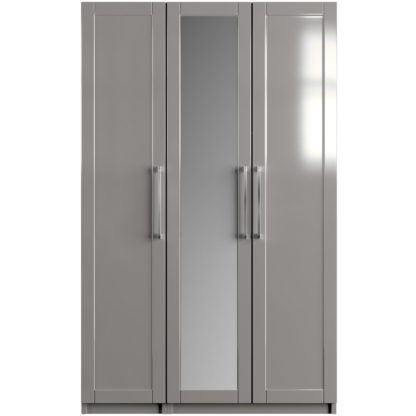 An Image of One Call Colby Gloss 3 Door Mirrored Wardrobe - Dark Grey
