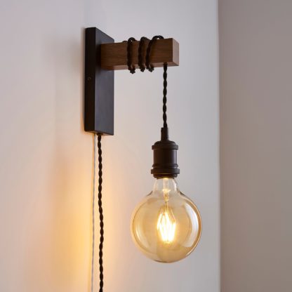 An Image of Fulton Easy Fit Plug in Wall Light Pine