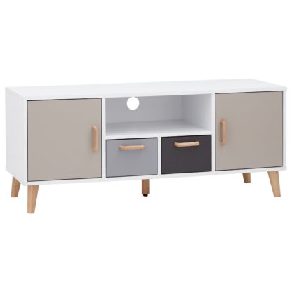 An Image of Delta 2 Door 2 Drawer Large TV Unit - White & Grey
