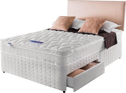 An Image of Silentnight Auckland Luxury 2 Drawer Kingsize Divan - White