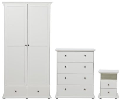 An Image of Habitat Heathland 3 Pc 2 Door 2 Drw Wardrobe Set - White