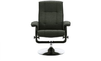 An Image of Argos Home Rowan Fabric Swivel Chair & Footstool - Charcoal