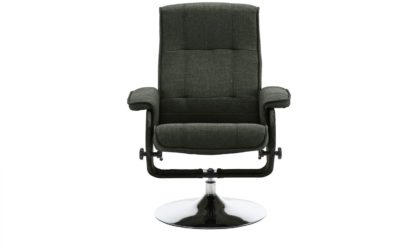 An Image of Argos Home Rowan Fabric Swivel Chair & Footstool - Charcoal
