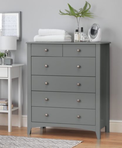 An Image of Habitat Minato 4 + 2 Slim Drawer Chest - Grey