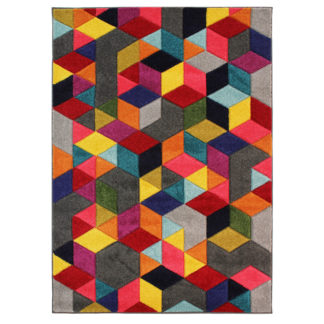 An Image of Spectrum Dynamic Geometric Rug Red, Green and Purple