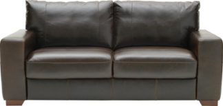 An Image of Habitat Eton 3 Seater Leather Sofa - Dark Brown