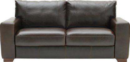 An Image of Habitat Eton 3 Seater Leather Sofa - Dark Brown