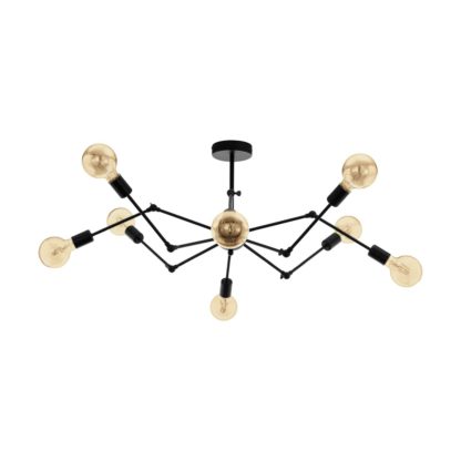 An Image of Eglo Exmoor 8L Flush Ceiling Light - Black