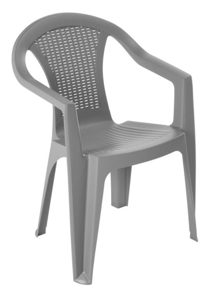 An Image of Argos Home Rattan Effect Stacking Chair - Grey