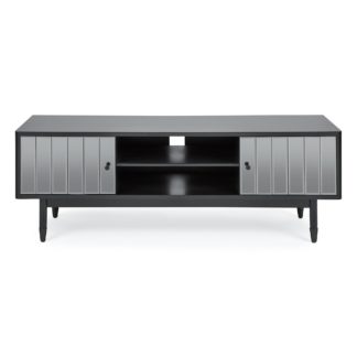 An Image of Loren Mirrored Wide TV Unit Black