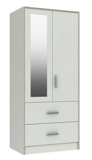 An Image of Ashdown 2 Door 2 Drawer Mirror Wardrobe - White