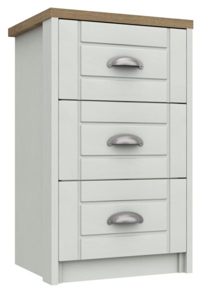 An Image of Kielder 3 Drawer Bedside Table - White