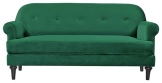 An Image of Habitat Whitney 3 Seater Velvet Sofa - Green