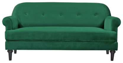 An Image of Habitat Whitney 3 Seater Velvet Sofa - Green
