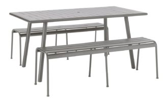 An Image of Habitat Darwin 6 Seater Metal Bistro Set - Grey