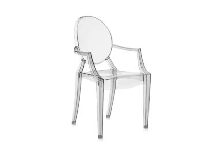 An Image of Kartell Louis Ghost Armchairs Gloss Black - Minimum of 2 only