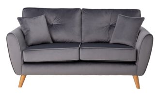An Image of Argos Home Isla 2 Seater Velvet Sofa - Grey