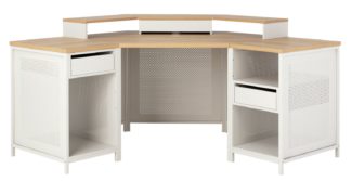 An Image of Argos Home Modular Corner Gaming Desk - Oak Effect & Grey