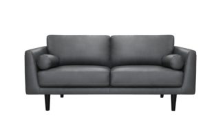 An Image of Habitat Jackson 3 Seater Leather Sofa - Grey