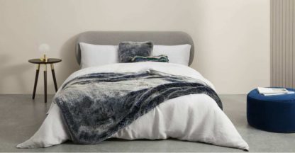 An Image of Adelphi Luxury Faux fur cushion 50x50cm, Blue