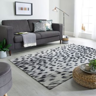 An Image of Wilder Leopard Rug Black, White and Blue