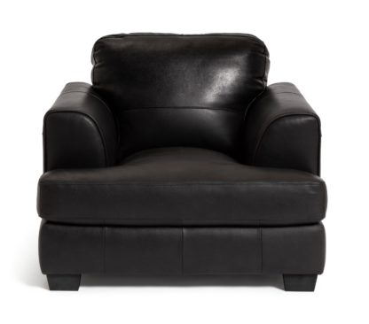 An Image of Habitat Elmton Leather Sofa Chair - Black