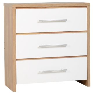 An Image of Seville White 3 Drawer Chest Natural/White