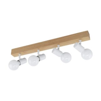 An Image of Eglo Townshend 4 Light Spotlight - White and Oak