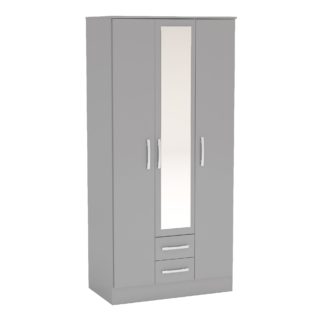 An Image of Lynx Grey Triple Mirrored Wardrobe Grey