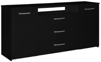 An Image of Habitat Hayward 2 Door 3 Drawer Sideboard - Black Gloss