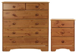 An Image of Argos Home Nordic Bedside & 4+2 Drawer Chest Set - Pine