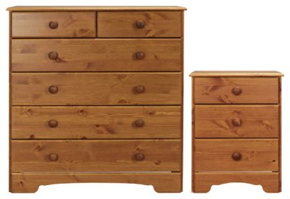 An Image of Argos Home Nordic Bedside & 4+2 Drawer Chest Set - Pine