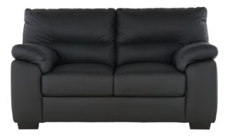 An Image of Argos Home Piacenza 2 Seater Leather Mix Sofa - Black