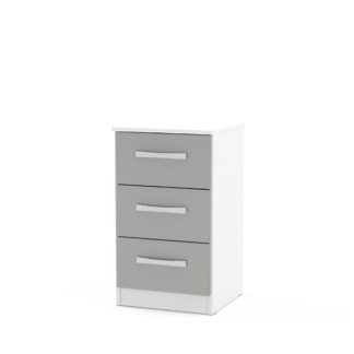 An Image of Lynx White and Grey 3 Drawer Bedside Table Grey