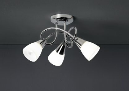 An Image of Argos Home Curio 3 Light Glass Opal Ceiling Light - Chrome