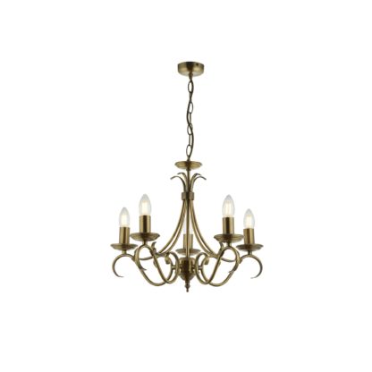 An Image of Endon Bernice 5 Light Candelabra Ceiling Fitting Antique Brass Antique Brass