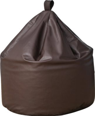 An Image of Habitat Faux Leather Bean Bag - Dark Brown