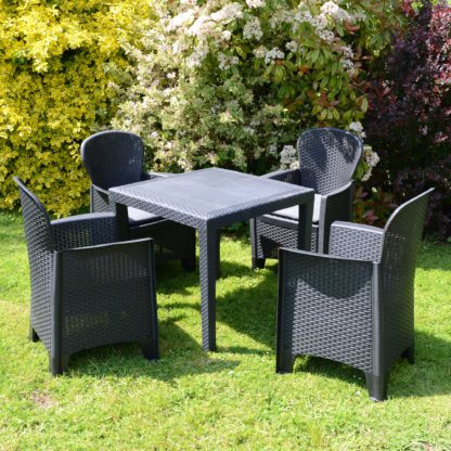 An Image of Salerno 4 Seater Dining Set with Sicily Chairs Grey