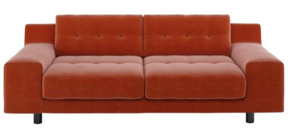 c71d41f772e9fe2a5039d0bc15308df5e157958a042b61a7bda6578311321bdc.jpg An Image of Habitat Hendricks 3 Seater Velvet Sofa - Orange