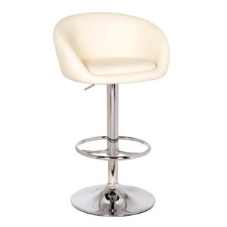 An Image of Apollo Bar Stool Cream PU Leather Cream (Natural)