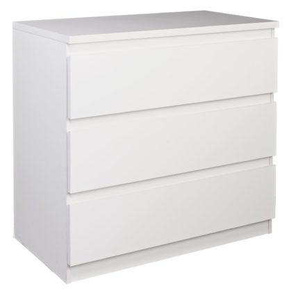 An Image of Habitat Jenson Gloss 3 Drawer Chest - White