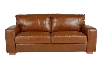 An Image of Habitat Eton 3 Seater Leather Sofa - Dark Brown