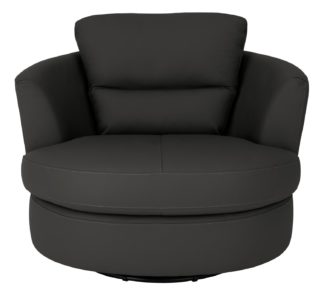 An Image of Argos Home New Trieste Leather Mix Swivel Chair - Black