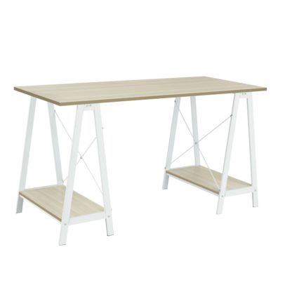 c85b48f16a96b3eec4a29af2b522a0f3e3b00463dc1533cddba9521412b1f80d.jpg An Image of Habitat Trestle Table Office Desk - White